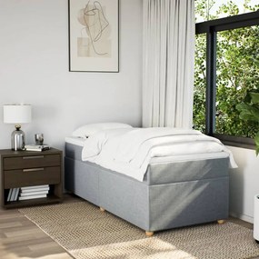 vidaXL Κρεβάτι Boxspring με Στρώμα Ανοιχτό Γκρι 90x200 εκ. Υφασμάτινο