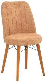 Καρέκλα Nevis I antique καφέ ύφασμα-καρυδί πόδι 4αδα 47x50x91 εκ.