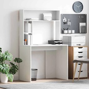vidaXL Γραφείο με ράφι Λευκό 91 x 50 x 149 εκ Επεξεργασμένο ξύλο