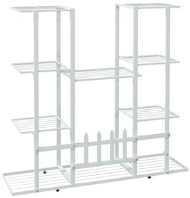 vidaXL Βάση Λουλουδιών Λευκή 94,5 x 25 x 89 εκ. Σιδερένια