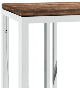 Τραπέζι Κονσόλα Ανοξείδωτο Ατσάλι &amp; Μασίφ Ανακυκλωμένο Ξύλο - Ασήμι