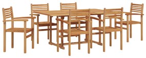 vidaXL Σέτ φαγητού για κήπο 7 pcs Καστανό Μασίφ ξύλο teak