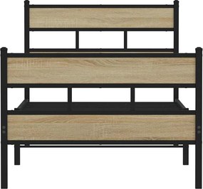 vidaXL Σκελετός Κρεβ. Χωρίς Στρώμα Sonoma Δρυς 100x190 εκ. Μεταλλικό