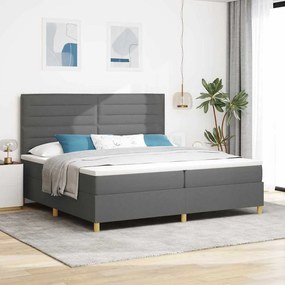 vidaXL LED Κρεβάτι με βάθρο Σκούρο Γκρι 200 x 200 cm ύφασμα