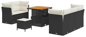 vidaXL Σετ Καναπέ Κήπου 8 pcs Μαύρο και κρεμ 80 x 80 x 71 cm