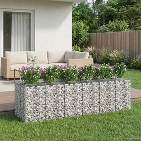 vidaXL Ανασηκωμένο κρεβάτι gabion 3 pcs Ασημί