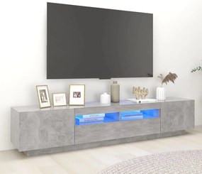 vidaXL Έπιπλο Τηλεόρασης με LED Γκρι Σκυροδέματος 200 x 35 x 40 εκ.