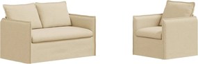 vidaXL Σετ Καναπέ 2 pcs Κρεμ 136 x 82 x 85 εκ Ύφασμα