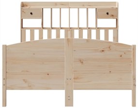 vidaXL Κρεβάτι Βιβλιοθήκη Χωρίς Στρώμα 140x200 εκ Μασίφ Ξύλο Πεύκο