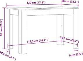 vidaXL Τραπεζαρία Sonoma Δρυς 120 x 60 x 76 εκ. από Επεξ. Ξύλο