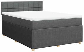 vidaXL Κρεβάτι Boxspring με Στρώμα Σκούρο Γκρι 140x190 εκ. Υφασμάτινο