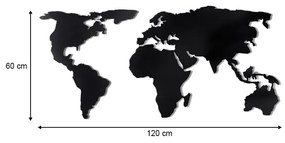 Διακοσμητικό τοίχου World Map Megapap μεταλλικό χρώμα μαύρο 120x60εκ.