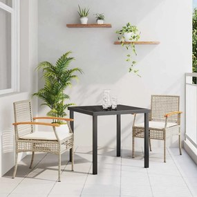 vidaXL Σέτ φαγητού για κήπο 3 pcs Μπεζ συνθετικό ρατάν