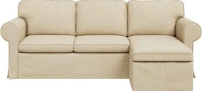 vidaXL Καναπές Κρεμ 215 x 138 x 80 εκ ύφασμα