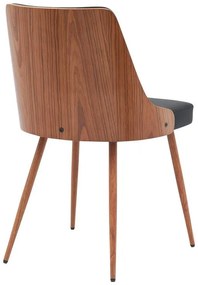 Καρέκλα Korom μαύρο pu-πόδι καρυδί μέταλλο 50x58.5x78εκ 50x58.5x78 εκ.