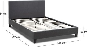 Κρεβάτι Flat Megapap υφασμάτινο χρώμα ανθρακί 120x200εκ.