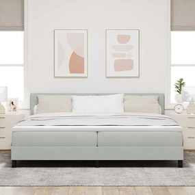 vidaXL Κρεβάτι με ελατήρια Ανοιχτό γκρι 200 x 200 cm Βελούδο