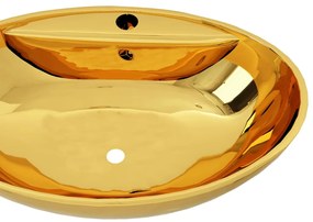 vidaXL Νιπτήρας με Οπή Υπερχείλισης Χρυσός 58,5x39x21 εκ. Κεραμικός