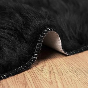 vidaXL Ψεύτικο Δέρμα Προβάτου Χαλί Tafalla Μαύρο 60 x 110 cm