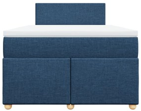 Κρεβάτι Boxspring με Στρώμα Μπλε 120x200 εκ. Υφασμάτινο - Μπλε