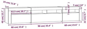 Έπιπλο Τηλεόρασης με LED Καφέ Δρυς 210x35x40 εκ. - Καφέ