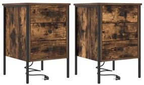 vidaXL Κουτιά Κρεβατοκάμαρας 2 pcs Καπνιστή δρυς 42 x 41 x 61 εκ