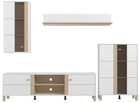 Σύνθετο σαλονιού PECKHAM Λευκό - Δρύς 260x40x183εκ. 260x40x183 εκ.