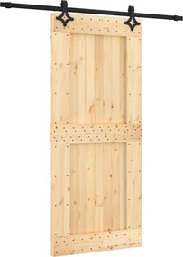 vidaXL Συρόμενη Πόρτα Φυσικό και Μαύρο 90 x 210 cm