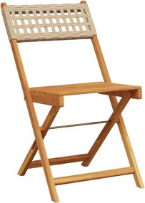 vidaXL Σετ Επίπλων Bistro 3 τεμ. Μπεζ Ρατάν/Μασίφ Ξύλο