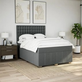 ΚΡΕΒΑΤΙ BOXSPRING ΜΕ ΣΤΡΩΜΑ ΣΚΟΥΡΟ ΓΚΡΙ 140X190 ΕΚ. ΥΦΑΣΜΑΤΙΝΟ 3293978