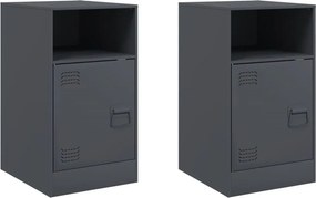 vidaXL Κομοδίνα 2 τεμ. Ανθρακί 34,5x39x62 εκ. από Χάλυβα