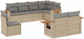 vidaXL Patio Sofa Set 8-θέσια Beige and Grey