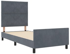 vidaXL Σκελετός Κρεβατιού Σκούρο Γκρι Βελούδο 90x200 εκ