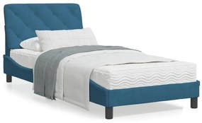 Πλαίσιο Κρεβατιού με Κεφαλάρι Μπλε 90x200 εκ. Βελούδινο - Μπλε