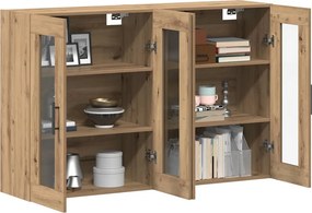 vidaXL Ντουλάπια Τοίχου 2 pcs Βελανιδιά Τέχνη και Μαύρο