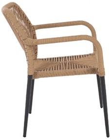 ΠΟΛΥΘΡΟΝΑ ΑΛΟΥΜΙΝΙΟΥ NOJO HM5771.02 ΓΚΡΙ ΜΕ P.E.TWIST RATTAN ΜΠΕΖ 55x63x82Y εκ.