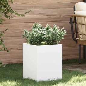 vidaXL Γλάστρα Κήπου Λευκό 32 x 32 x 40 εκ. Κρύα έλαση από χάλυβα