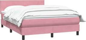 vidaXL Κρεβάτι Boxspring με Στρώμα Ροζ 140x210 εκ. Βελούδινο