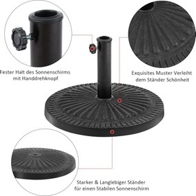 Costway Στρογγυλή Βάση Ομπρέλας Φ49cm με Σφιγκτήρα και Ανθεκτική Σιδερένια Ράβδο OP3888