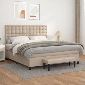 vidaXL Κρεβάτι Boxspring με Στρώμα Καπουτσίνο 180x200 εκ. Συνθ. Δέρμα