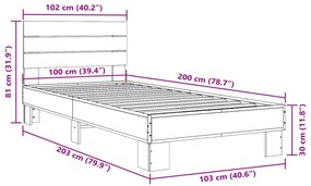 ΠΛΑΙΣΙΟ ΚΡΕΒΑΤΙΟΥ ΚΑΦΕ ΔΡΥΣ 100X200 ΕΚ. ΕΠΕΞ. ΞΥΛΟ &amp; ΜΕΤΑΛΛΟ 845741