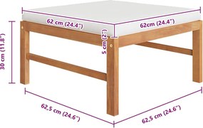 vidaXL Υποπόδιο από Μασίφ Ξύλο Teak με Κρεμ Μαξιλάρι