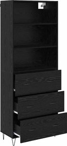 vidaXL Highboard με συρτάρι 2 pcs Μαύρη Οξυά Επεξεργασμένο ξύλο