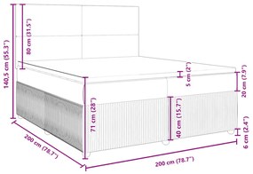 Κρεβάτι Boxspring με Στρώμα Κρεμ 200x200 εκ. Υφασμάτινο - Κρεμ