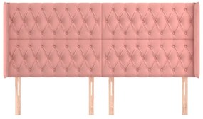 Κεφαλάρι με Πτερύγια Ροζ 183x16x118/128 εκ. Βελούδινο - Ροζ