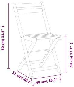 Καρέκλες Bistro Πτυσσόμενες 8 τεμ. Μασίφ Ξύλο Ακακίας - Καφέ