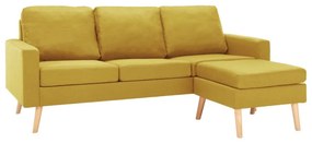Καναπές Τριθέσιος με Υποπόδιο Κίτρινος Υφασμάτινος - Κίτρινο