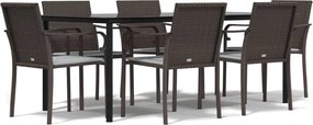 vidaXL Σετ Τραπεζαρίας Κήπου 7 τεμ. Συνθ. Ρατάν / Ατσάλι με Μαξιλάρια