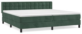 Κρεβάτι Boxspring με Στρώμα Σκούρο Πράσινο 200x200εκ. Βελούδινο - Πράσινο