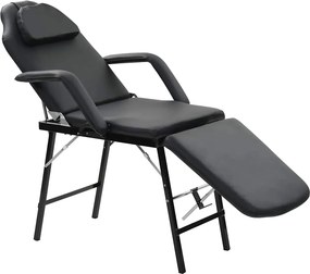 vidaXL Καρέκλα Αισθητικής Φορητή Μαύρη 185x78x76 εκ. Συνθετικό Δέρμα